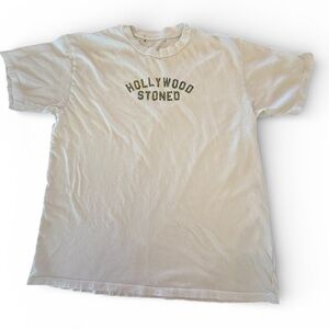 Distressed Hollywood Forever White Graphic T-Shirt